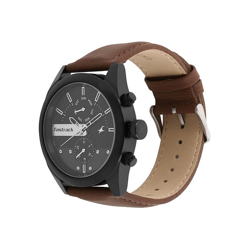 Fastrack All Nighters 3165NL01 Quartz Analog Multifunction Leather Strap Men's Watch