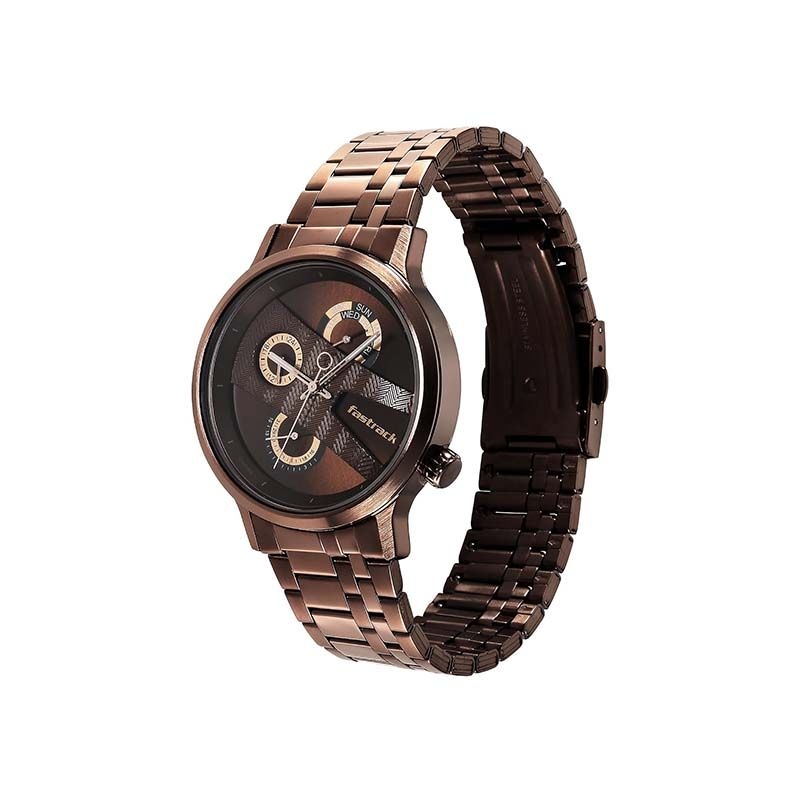 Fastrack Exuberant Quartz 3301QM01 Analog Date Stainless Steel Strap Men's Watch