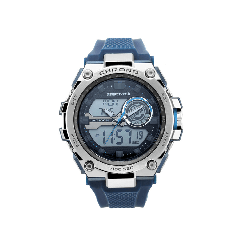 Fastrack Mean Machines 38055PP01 Quartz Analog Digital Silicone Strap Men's Watch
