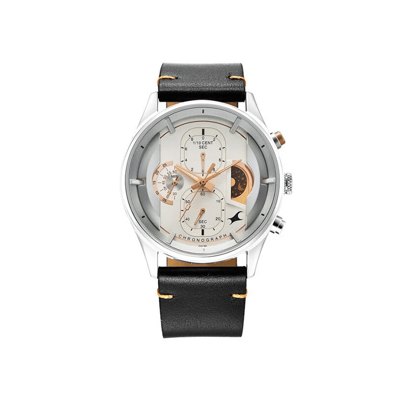 Fastrack Opulence Sun Moon Chronograph 3315KL02 Quartz Analog Leather Strap Men's Watch