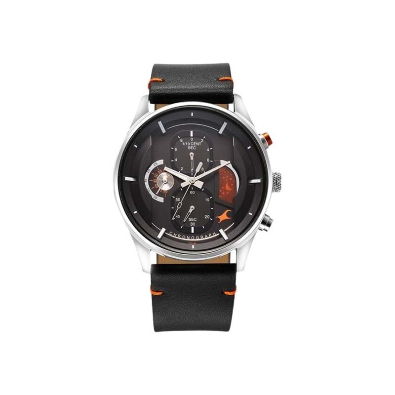 Fastrack Opulence Sun Moon Chronograph Quartz 3315KL01 Analog Date Leather Strap Men's Watch