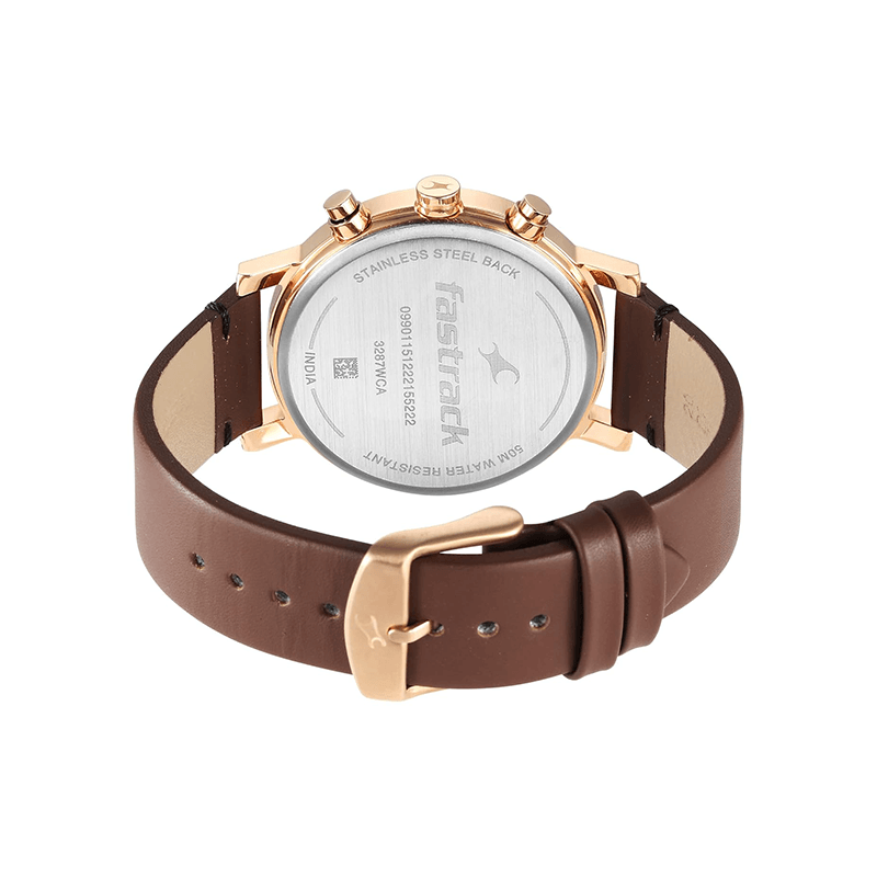 Fastrack Tick Tock Quartz 3287WL01 Multifunction Analog Leather Strap Men's Watch