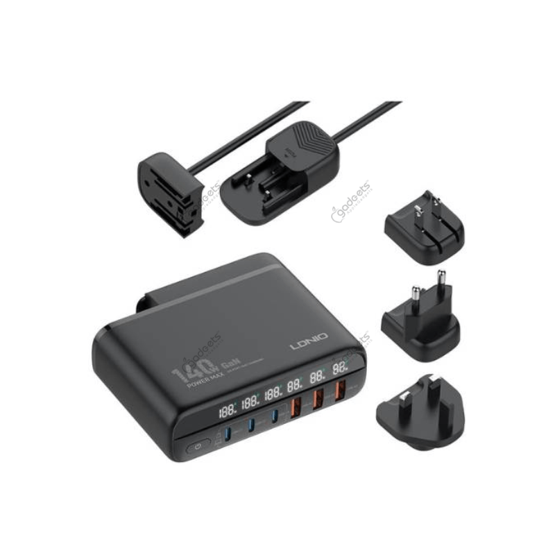 LDNIO A6140C 6 USB Ports LED Display Fast Charging Adapter