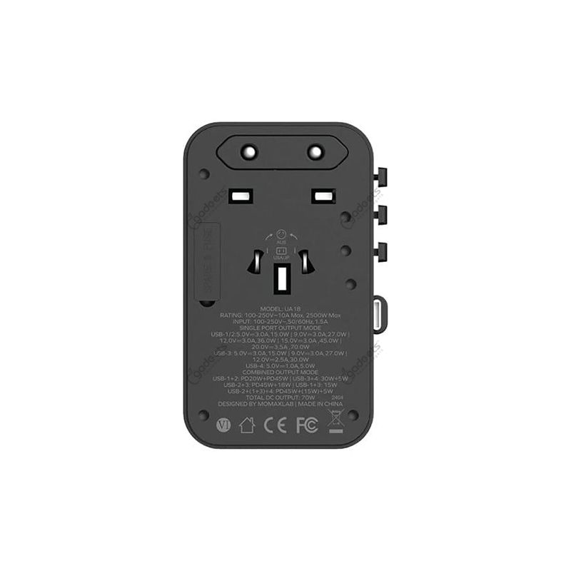 Momax 1 World 3-Ports GaN Universal Travel Charger - 70W