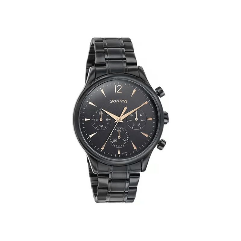 Sonata 77146NM01 Quartz Multifunction Stainless Steel Men’s Watch