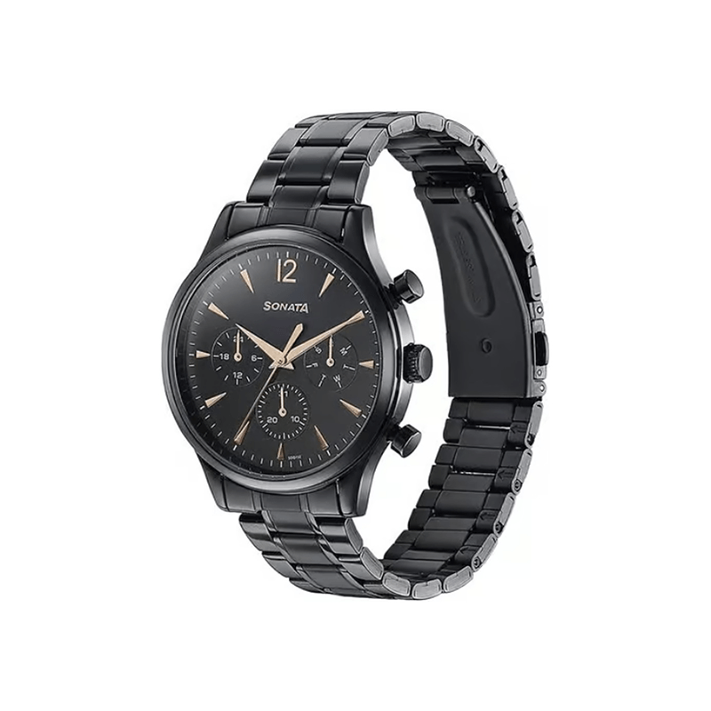 Sonata 77146NM01 Quartz Multifunction Stainless Steel Men’s Watch