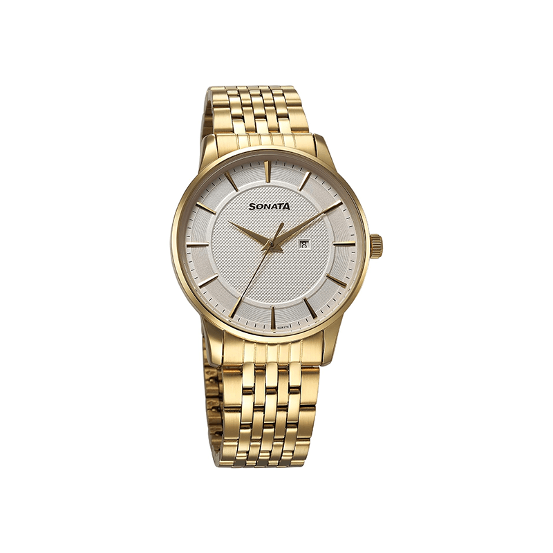 Sonata Festive Quartz 77153YM01 Analog Stainless Steel Strap Men’s Watch