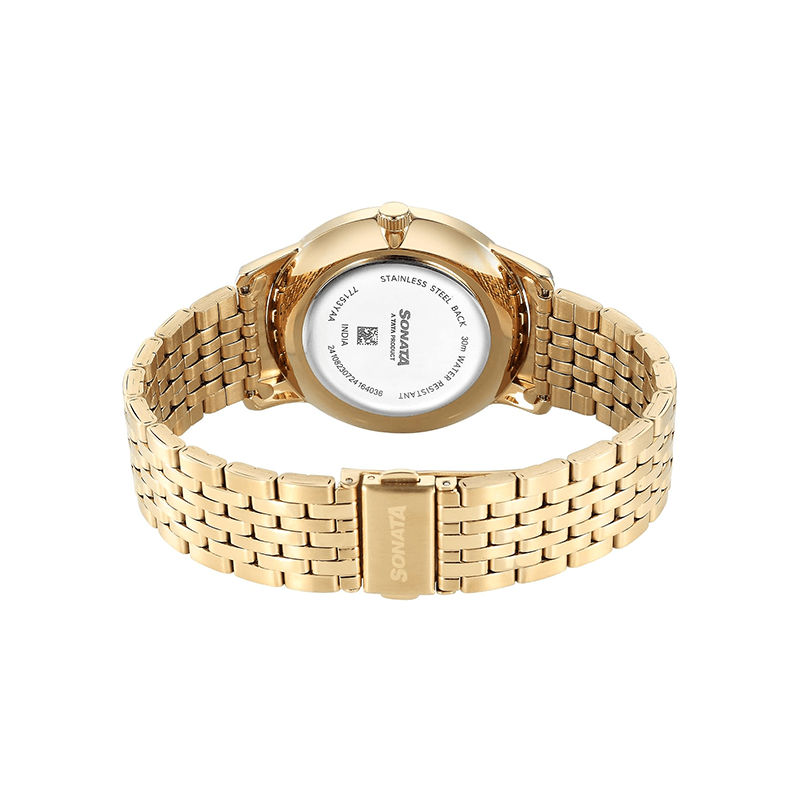 Sonata Festive Quartz 77153YM01 Analog Stainless Steel Strap Men’s Watch