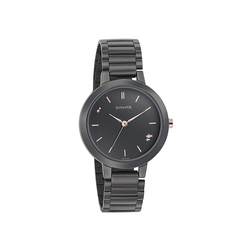 Sonata Play Quartz 8141KM03 Analog Stainless Steel Strap Women's Watch