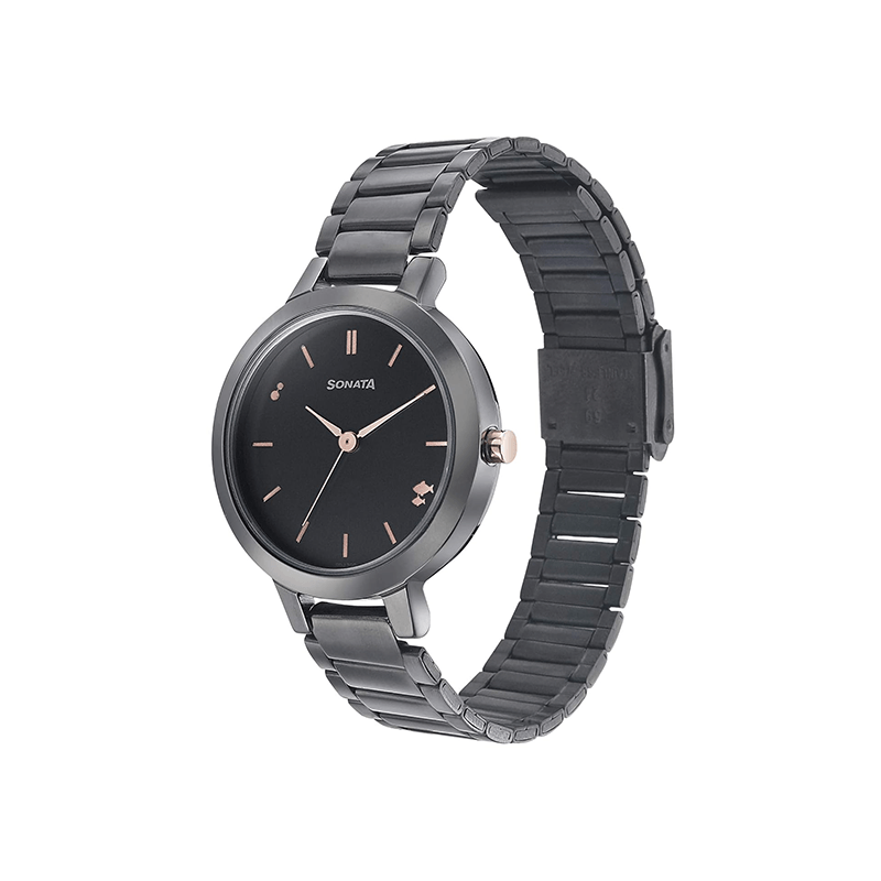 Sonata Play Quartz 8141KM03 Analog Stainless Steel Strap Women's Watch