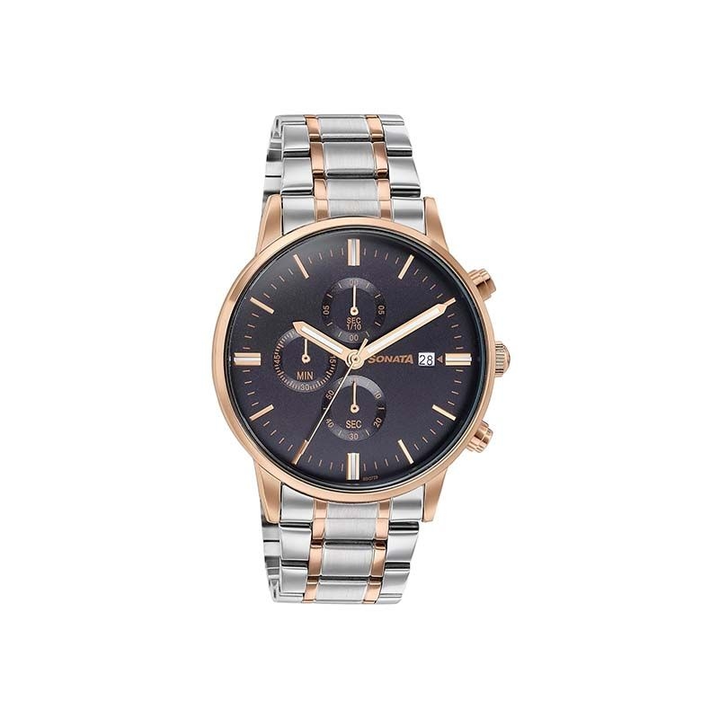 Sonata Quartz Multifunction 77145KM01 Analog Stainless Steel Strap Men’s Watch
