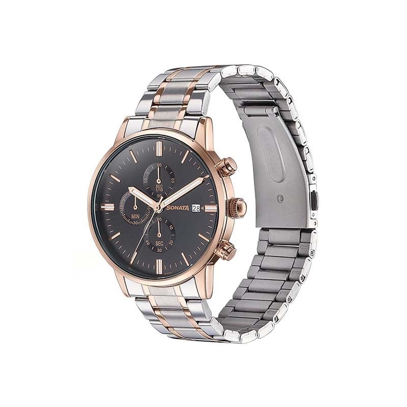 Sonata Quartz Multifunction 77145KM01 Analog Stainless Steel Strap Men’s Watch
