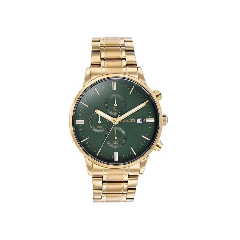 Sonata Quartz Multifunction 77145YM01 Analog Stainless Steel Strap Men’s Watch