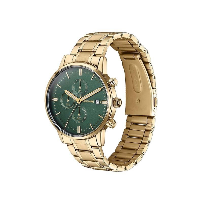 Sonata Quartz Multifunction 77145YM01 Analog Stainless Steel Strap Men’s Watch