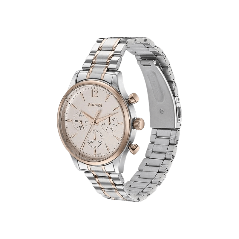 Sonata Quartz Multifunction 77146KM01 Analog Stainless Steel Strap Men’s Watch