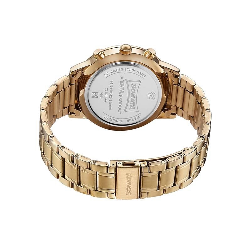 Sonata 77146YM01 Quartz Multifunction Stainless Steel Men’s Watch