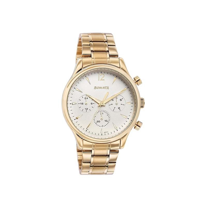 Sonata 77146YM01 Quartz Multifunction Stainless Steel Men’s Watch