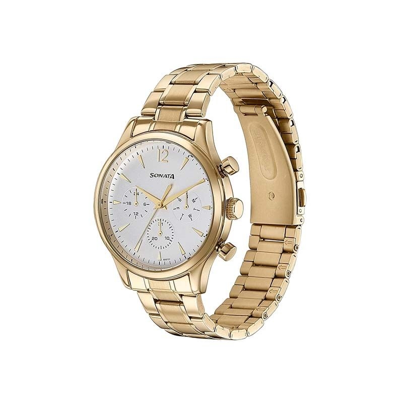 Sonata 77146YM01 Quartz Multifunction Stainless Steel Men’s Watch