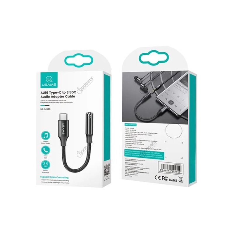 USAMS US-SJ599 AU16 Audio Cable Type-C to 3.5DC Audio Adapter