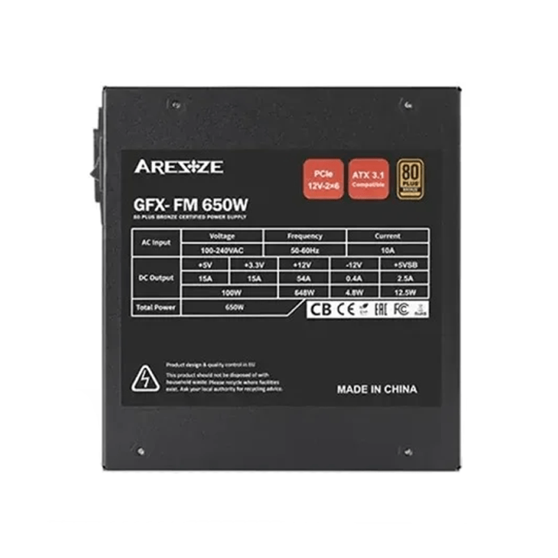 Aresze GFX-FM 650 650W 80 Plus Bronze Power Supply