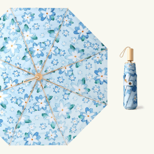 Lumina Timber Wood Handle Tri-Fold Anti-UV Umbrella