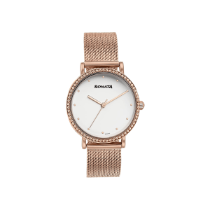 Sonata Quartz 87066WM01 Analog Stainless Steel Women's Watch