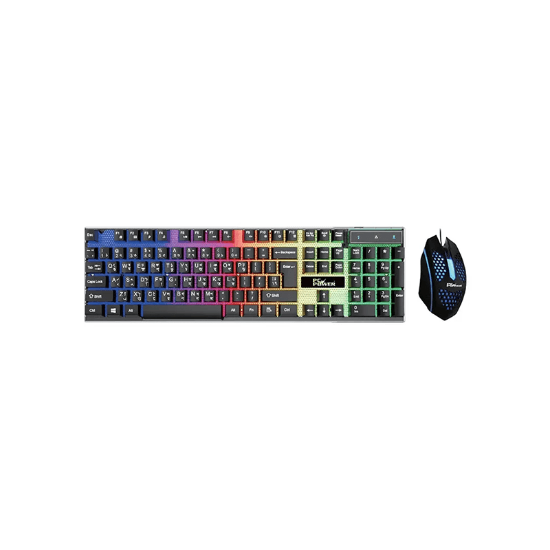 Membrane Type Control Panel Pc Power PGC801TA01 RGB Wired Gaming Keyboard & Mouse Combo with Bangla ...