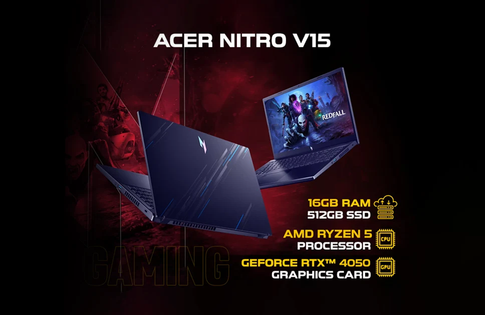 Acer Nitro V15 ANV 15-41 AMD Ryzen 5 7535HS Nvidia GeForce RTX 4050 With 6GB 15.6" Gaming Laptop
