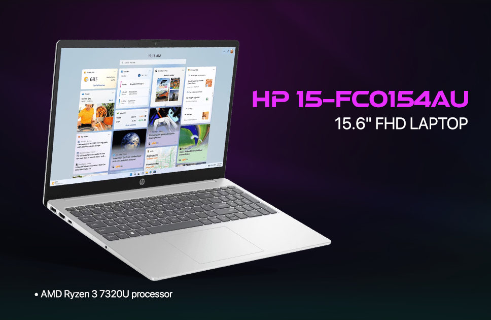 HP 15-fc0154AU Laptop AMD Ryzen 3 7320U processor, 8GB RAM, and a 512GB SSD
