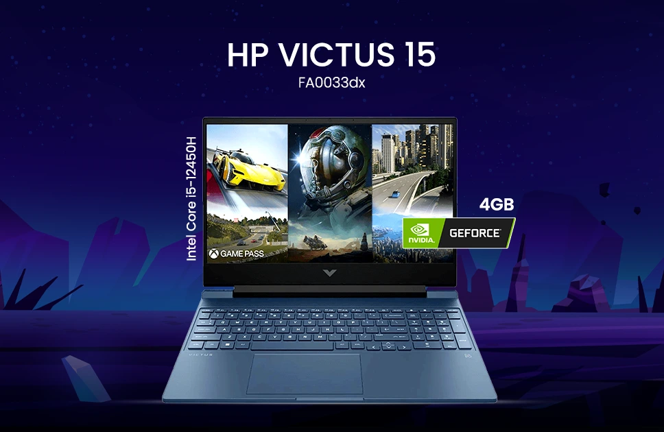 HP VICTUS 15 - FA0033dx Intel Core i5 12450H NVIDIA RTX 3050 4GB Graphics 15.6" FHD Gaming Laptop
