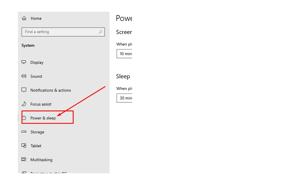 Type and search Settings option