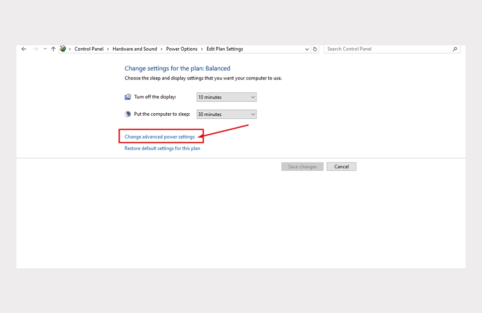 Change advanced power settings.