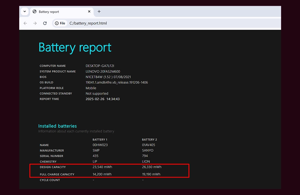 battery report