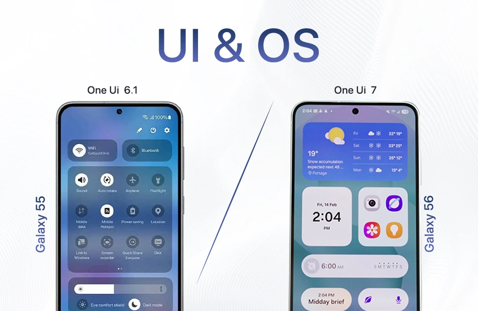 Samsung Galaxy A55 vs Galaxy A56 UI & OS