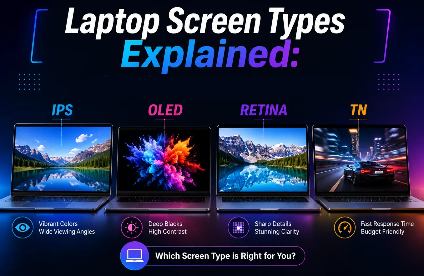 Laptop Screen Types Explained: IPS, OLED, TN & Retina Compared