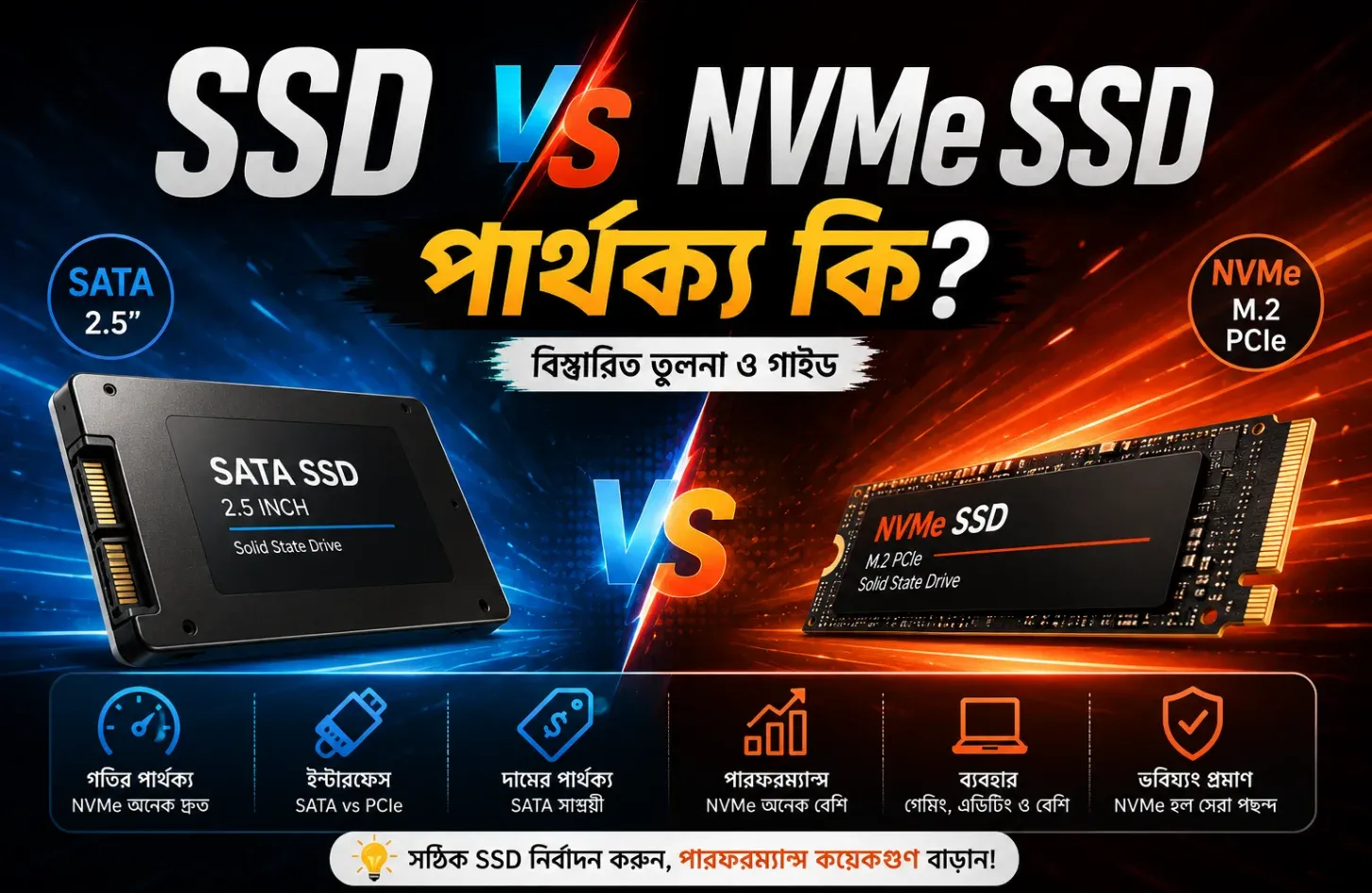 SSD vs NVMe SSD: পার্থক্য কী? আপনার PC- এর জন্য কোনটি বেশি উপযোগী?