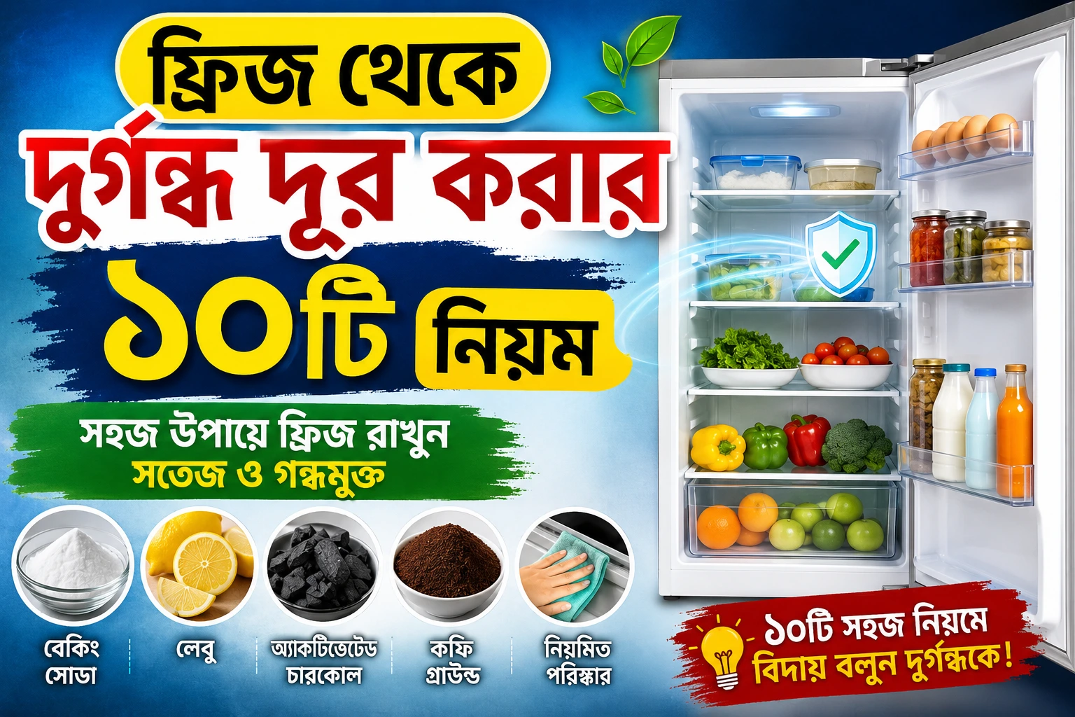 ফ্রিজ থেকে দুর্গন্ধ দূর করার ১০টি নিয়ম